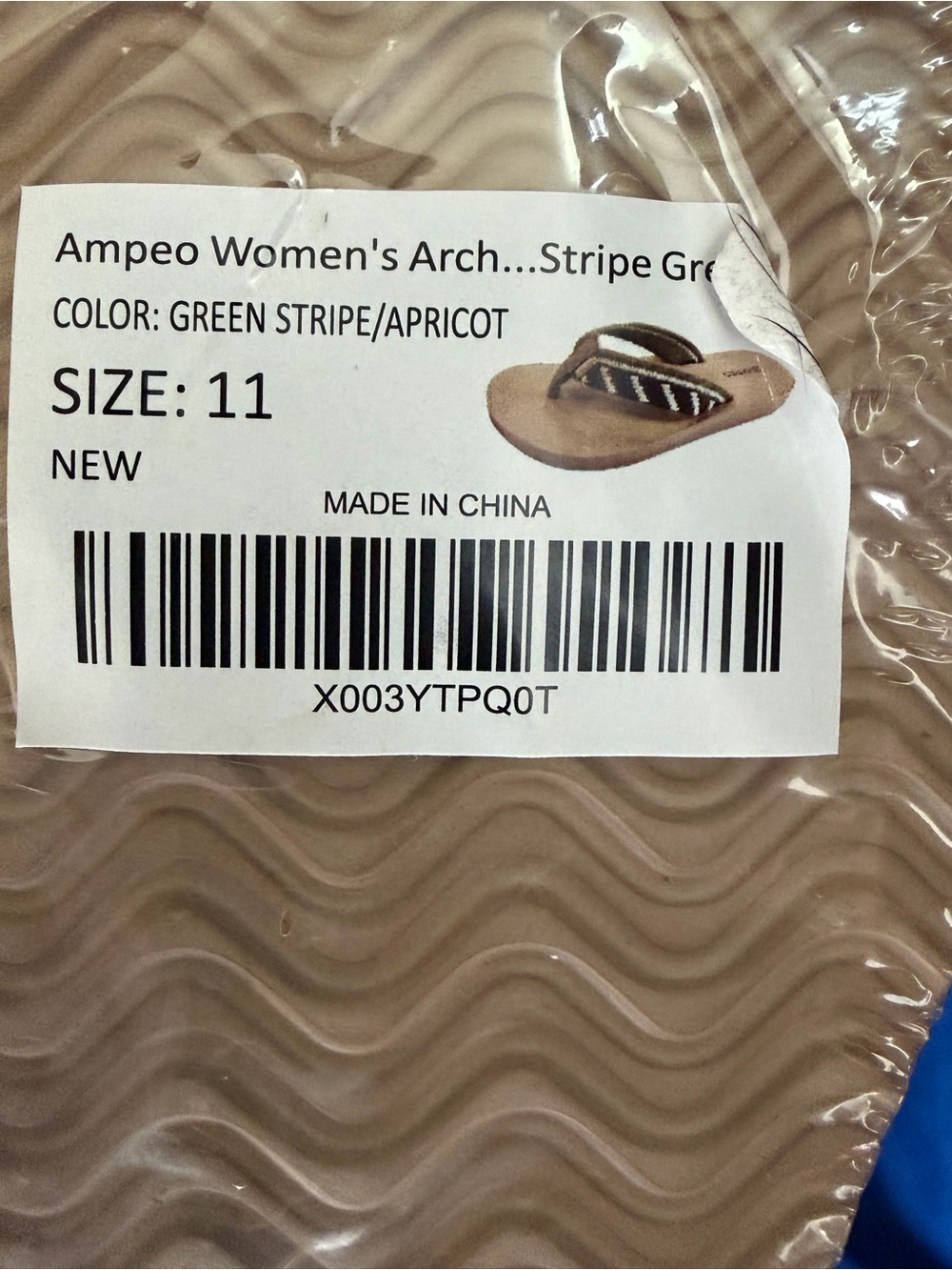 Ampeo Women's Green Stripe/Apricot Sandal - Size 11